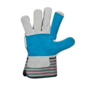 Top Grade Cow Split Canadian Rigger Glove with Blue Split reinforcement and Safety Cuff