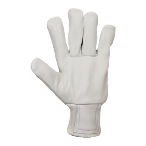 Premium Grade Cow Grain Canadian Rigger Glove with knitted wrist and Hi-Vis Knuckle Strap