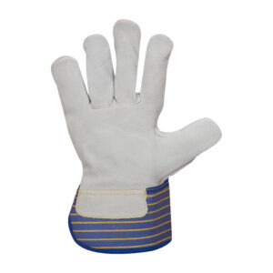 Premium Grade Beige Cow Split Canadian Rigger Glove with Stripped Back and Cuff
