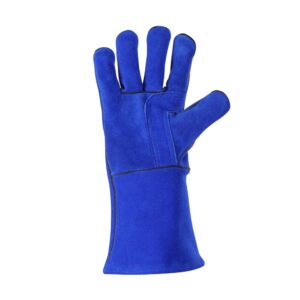 Blue Coloured Split Leather Heavy Duty Welding Glove with Extra Reinforcement