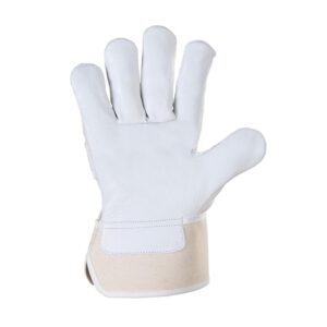 Premium Quality Cow Grain Canadian Rigger Glove with White Cuff Back