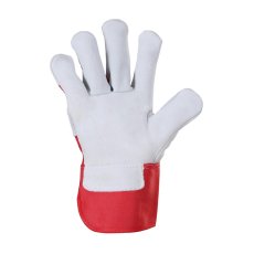 Full Lined, Premium Quality Cow Split Canadian Rigger Glove with Red Cuff and Back