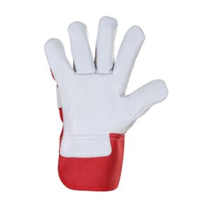 Premium Quality Cow Grain Full Lined Canadian Rigger Glove with Red Cuff Back